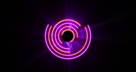 Image of glowing pink and purple circles over black background