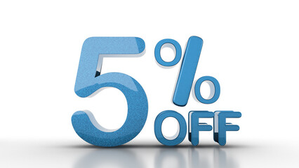 5 percent Off on white background, 3d mega sale 5% offer