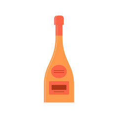 Bottle of champagne or wine, great design for any purposes. Flat style. Color form. Party drink concept. Simple image shape