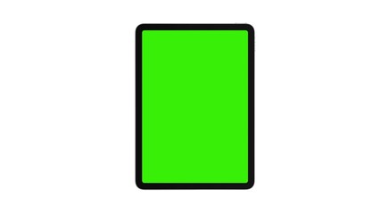 Tablet computer mockup with green screen isolated on white background. 3d illustration