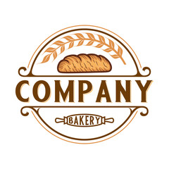 bread vector design logo. bread concept with wheat germ for bakery business.