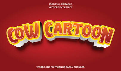 Cow Cartoon 3D Editable text effect 