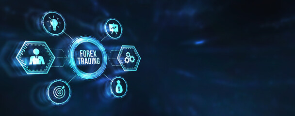 Internet, business, Technology and network concept. FOREX TRADING, new business concept. 3d illustration.