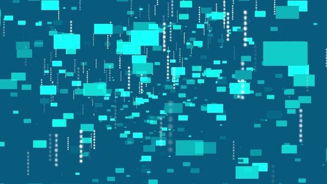 Network data travels at speed in cyberspace on blue background