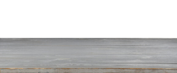 Empty grey wooden surface isolated on white