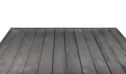 Empty grey wooden surface isolated on white