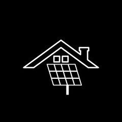 Solar house logo icon isolated on dark background