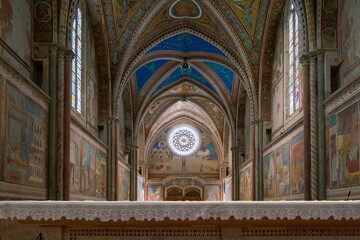 Basilica of Saint Francis of Assisi (basilica di San Francesco in Assisi) Italian gothic styled...