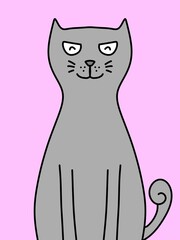 cute cat cartoon on pink background