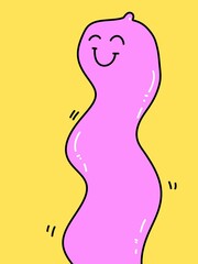 cute condom cartoon on yellow background