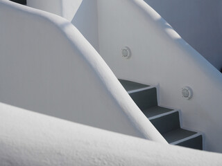 White painted staircase details on Santorini, Greece