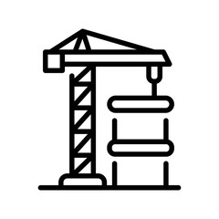Construction crane black line icon. Pictogram for web page