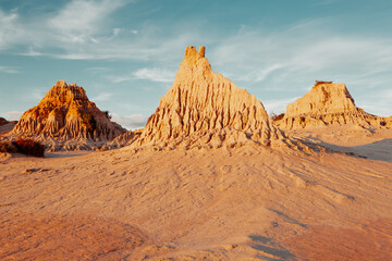 Fototapeta na wymiar Three sand monuments in the Australian Desert