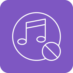 No Music Multicolor Round Corner Line Inverted Icon