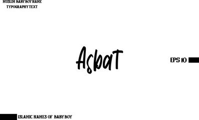 Asbat Baby Boy Arabic Name Typography Bold Text