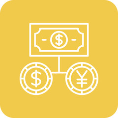 Money Exchange Multicolor Round Corner Line Inverted Icon