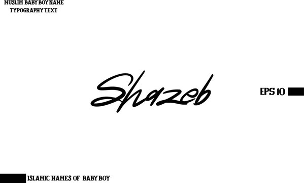 Shazeb Muslim Men's Name Stylish Calligraphy Text 