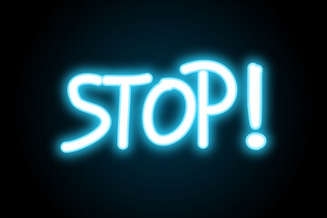 Stop glowing neon sign symbol text 