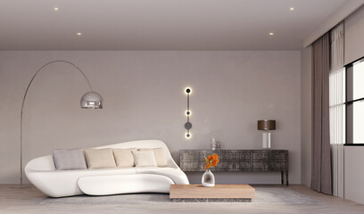 3d rendering,3d illustration, Interior Scene and  Mockup,living room interior render,sofa on wall.