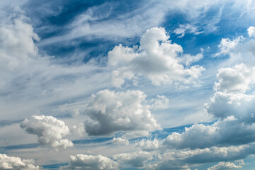 Landscape with white clouds and blue sky