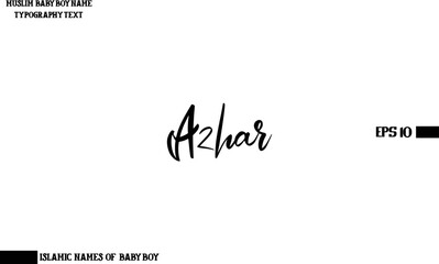 Arabic Boy Name Cursive Calligraphy Text Azhar