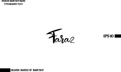 Muslim Male Name Faraz Handwritten Calligraphy Text