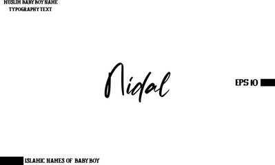 Nidal Arabic Boy Name Cursive Calligraphy Text