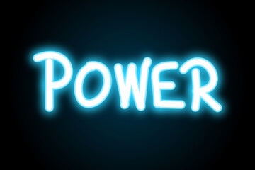 Power energy glowing neon symbol sign text 