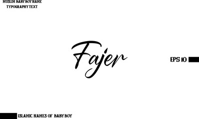 Alphabetical Text Lettering of Arabic Boy Name Fajer
