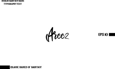 Muslim Men's Name Areez Stylish Calligraphy Text  