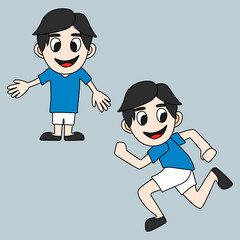 A set illustration of boy with some action