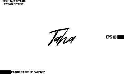 Muslim Men's Name Taha Stylish Calligraphy Text  
