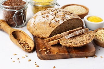 Gluten free Bread, Healthy Eating, Dieting, Balanced Food Concept.