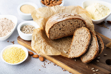 Homemade Gluten Free Bread. Healthy Eating, Dieting, Balanced Food Concept.