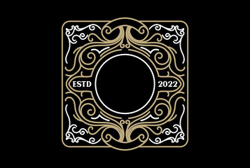 Square Old Royal Border Frame Badge Emblem Label Logo Design Vector