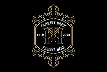 Vintage Retro Old Royal Initial Letter TM MT Badge Emblem Label Logo Design