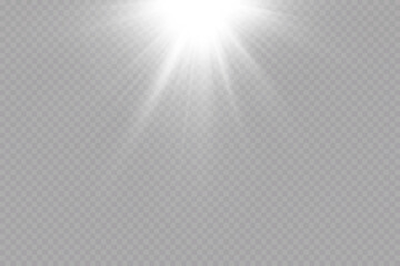 Glow effect. Star on transparent background.Bright sun. Vector illustration.
