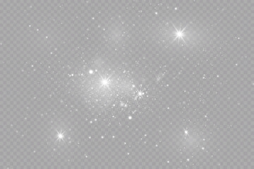 Glow effect. Vector illustration. Christmas dust flash. Snow is falling. Snowflakes.