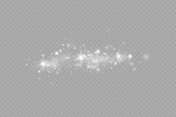 Glow effect. Vector illustration. Christmas dust flash. Snow is falling. Snowflakes.