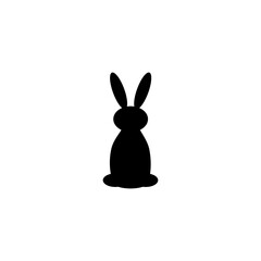 Silhouette back rabbit on white background. Pets and farm animals collection. Icon vector illustration isolated