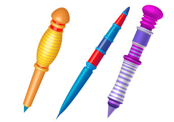 
3D image.Illustration of a cartoon pencil on a white background.