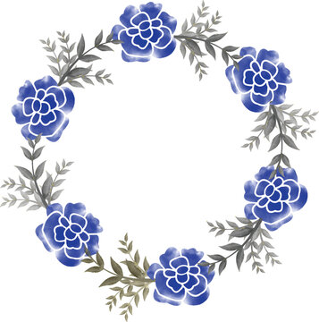 Digital Watercolor Flower Frame Vector Design.Can be use any project, like: packaging, stationery, mugs, bags, 
invitations etc. whatever you want.