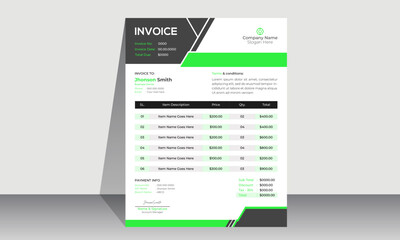 Modern and creative corporate company invoice template. Bill form business invoice accounting design
