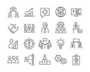 Business Consulting Icons - Vector Line. Editable Stroke. 