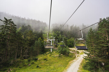 alpine cable car in Pyrenees Mountain