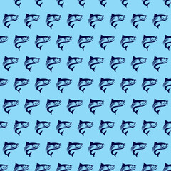 Fish Seamless Pattern, fish background, wallpaper with blue color combination