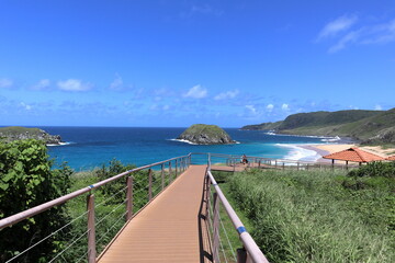 Beautiful view of Praia do Leao at Fernando de Noronha Marine National Park, a Unesco World Heritage site, Pernambuco, Brazil, July 2019