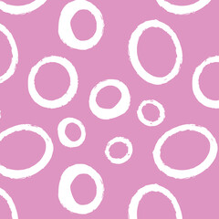 Seamless pattern circles of different sizes drawn by hand. Vector rough style, doodle, brush, simple.