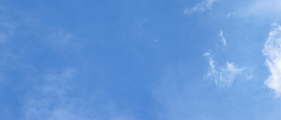 Cloudscape - Blue clear sky and white clouds, wide panorama The vast blue sky and clouds sky