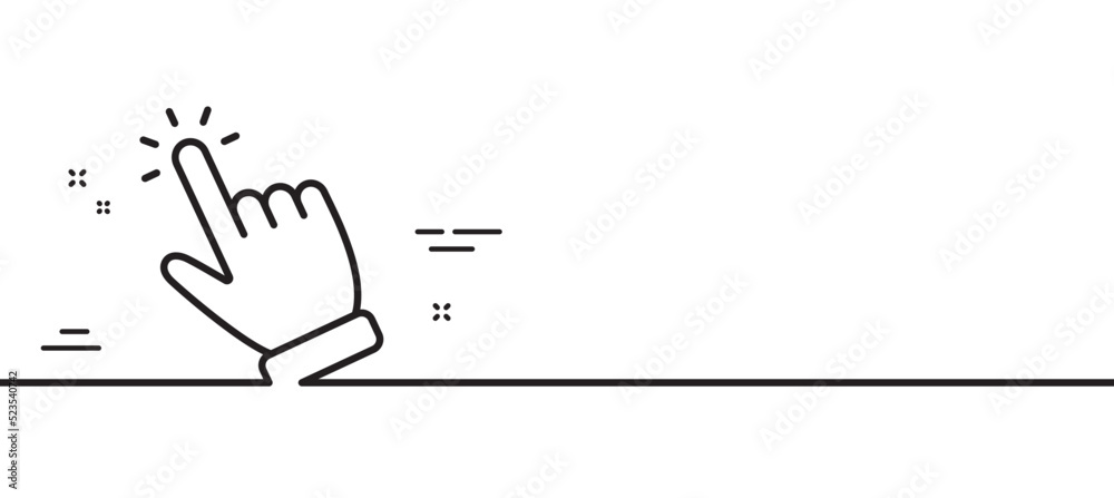 Fototapete hand cursor line icon. click action sign. finger pointer symbol. minimal line illustration backgroun
